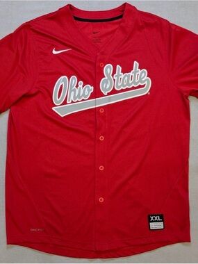 Nike Red Ohio State Button-Front Jersey red baseball dri-fit button OSU